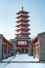 Snow scene in Deyu Ancient Town, Zanhuang County, Shijiazhuang City, Hebei Province, China