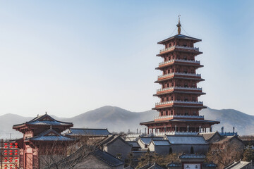 Snow scene in Deyu Ancient Town, Zanhuang County, Shijiazhuang City, Hebei Province, China