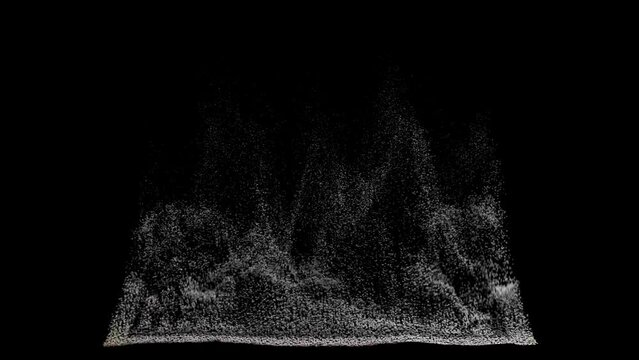 A concept animation showing a half dissolved flat paper US Dollar bank note on a black background