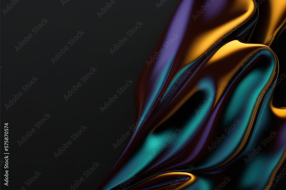 Wall mural 3d render blue orange metallic wavy background created with generative ai