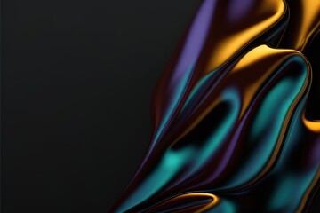 3d render blue orange metallic wavy background  created with generative AI