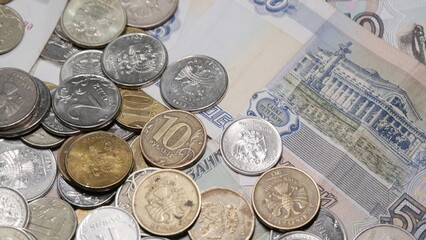 Coins and banknotes. Russian money
