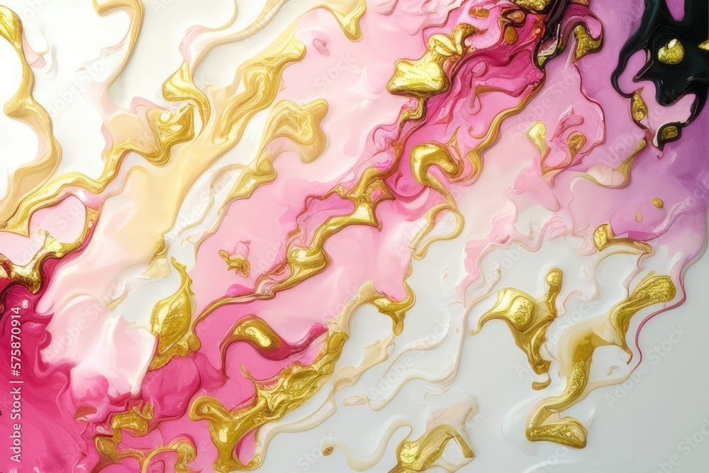 Wall mural abstract background with gold and pink waves created with generative ai