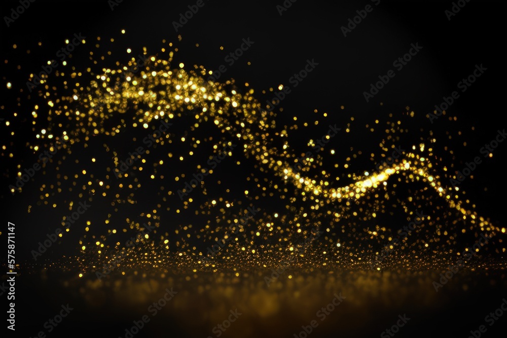 Wall mural gold wavy particles created with generative ai