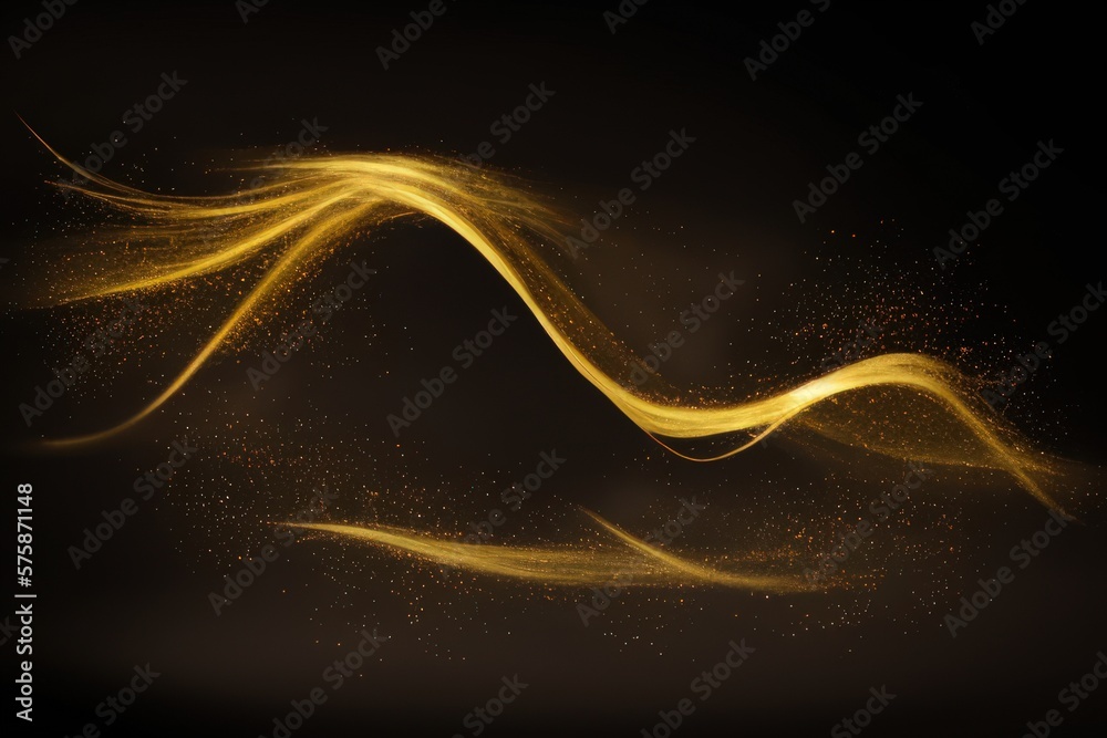 Wall mural abstract background with golden wavy lines created with generative ai