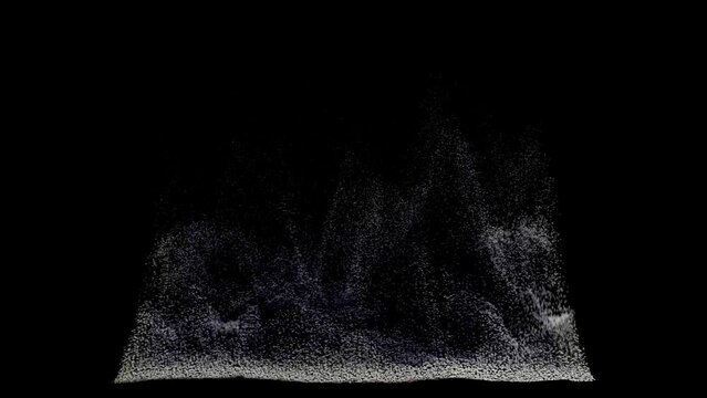 A concept animation showing a half dissolved flat pound paper bank note on a black background