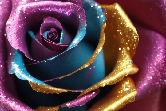 metallic colorful gold rose created with generative AI