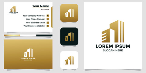 building and real estate design logo and branding card
