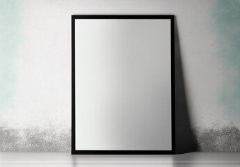 White Billboard or Frame, Banner, Image Placeholder Against Grey Wall.