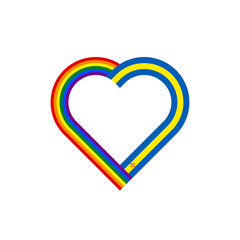 unity concept. heart ribbon icon of rainbow and madeira flags. PNG	