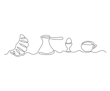 continuous line breakfast food and drink clip art preview