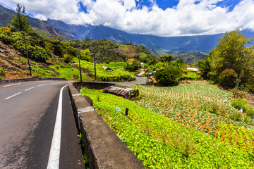 Route d’îlet à cordes, cirque de Cilaos, île de la Réunion 