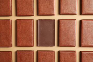 Concept of tasty food, chocolate, top view