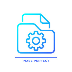Obraz premium File management pixel perfect gradient linear vector icon. Digital files browser. Folders organization. Computer system. Thin line color symbol. Modern style pictogram. Vector isolated outline drawing