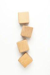 Blank wooden cubes for different concepts, top view
