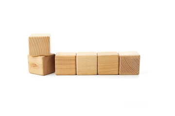 Blank wooden cubes for different concepts, isolated on white background