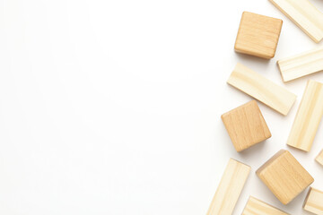 Blank wooden cubes for different concepts, space for text