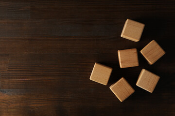 Blank wooden cubes for different concepts, space for text
