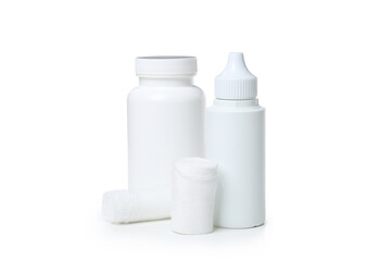 Concept of first aid supplies, isolated on white background