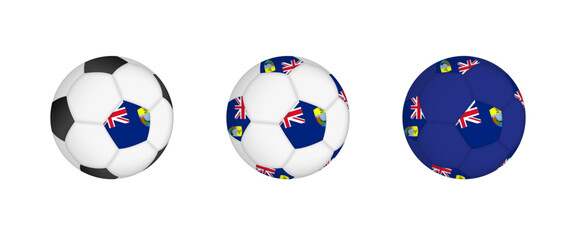 Collection football ball with the Saint Helena flag. Soccer equipment mockup with flag in three distinct configurations.