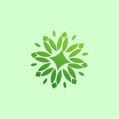 abstract green background with leaves logo, designed by Pandu