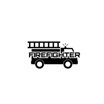  Fire truck icon isolated on white background.