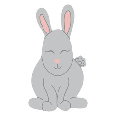 Fototapeta na wymiar The silhouette of a cute rabbit. A hare on a white isolated background. Vector illustration