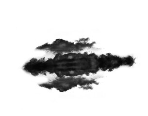 Black smoke cloud, fog or smokey flare and vector of steam or gas, mist explosion with a powder spray. Rorschach test, design element and texture isolated on a transparent background