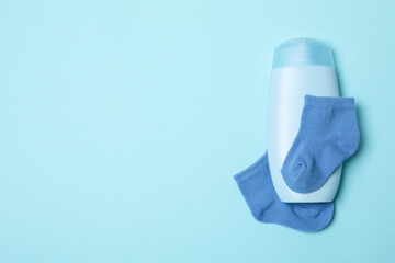 Concept of child bodycare, child cosmetic, space for text