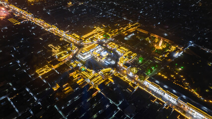 Panorama of Zhengding Yanghe Building and Zhengding Historical and Cultural Street in Zhengding County, Shijiazhuang City, Hebei Province