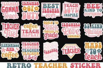 Retro Teacher sticker SVG Bundle