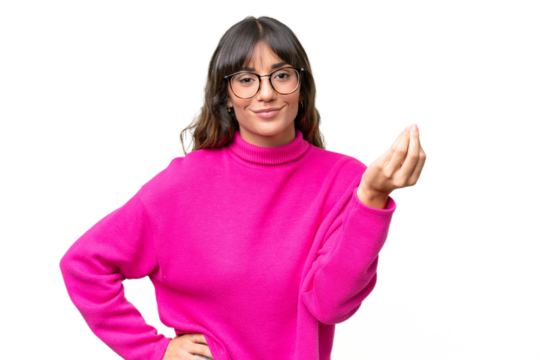 Young caucasian woman over isolated background making Italian gesture