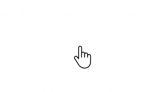 Animated hand mouse cursor on black background, with click and accent