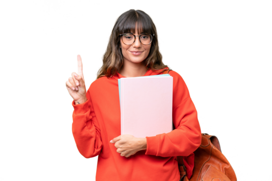 Young student caucasian woman over isolated background showing and lifting a finger in sign of the best - Powered by Adobe
