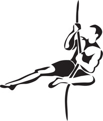 Rope climbing - stylized vector illustration