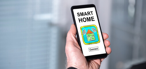 Smart home concept on a smartphone