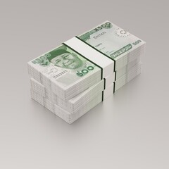 3 stacks of new 500 Naira notes