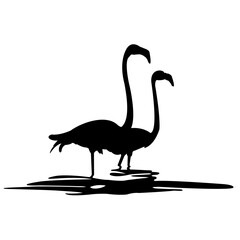 bird in river silhouette, vector illustration