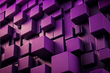 3D Future geometric banner design. Purple cubes. Abstract colorful 3d background. High quality ai generated illustration.
