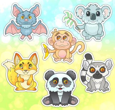 cute little animals stickers set