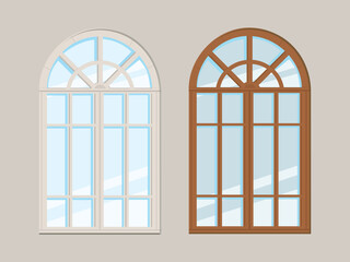 Closed arched windows isolated
