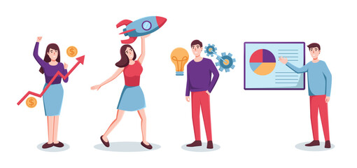 set of character start up business concept vector illustration