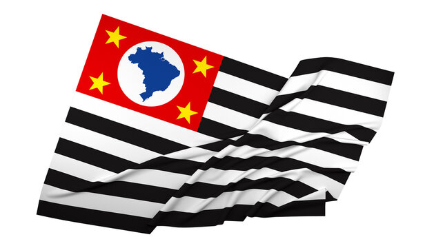 A bandeira do estado de S&atilde;o Paulo, regi&atilde;o Sudeste, Brasil - Ilustra&ccedil;&atilde;o 3D