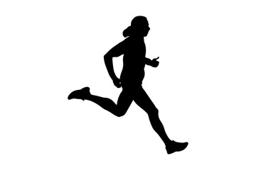 Fototapeta na wymiar speed running man athlete in jacket hooded black silhouette