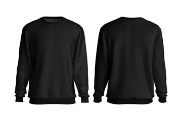 Black male sweatshirt template mockup isolated on white background. Front and back view.3d rendering.