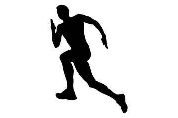 Fototapeta na wymiar running uphill athlete runner men black silhouette
