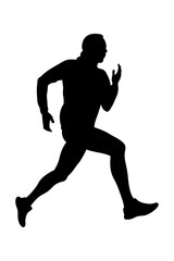 Fototapeta na wymiar male runner black silhouette running