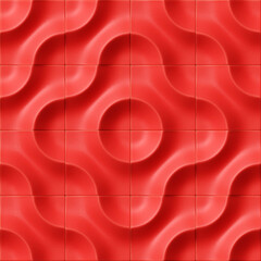 Perfect seamless tileable pattern of red tiles. 3d render