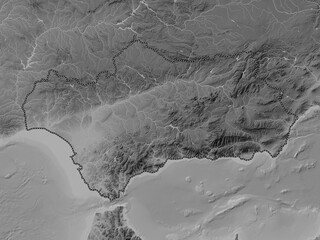 Andalucia, Spain. Grayscale. No legend