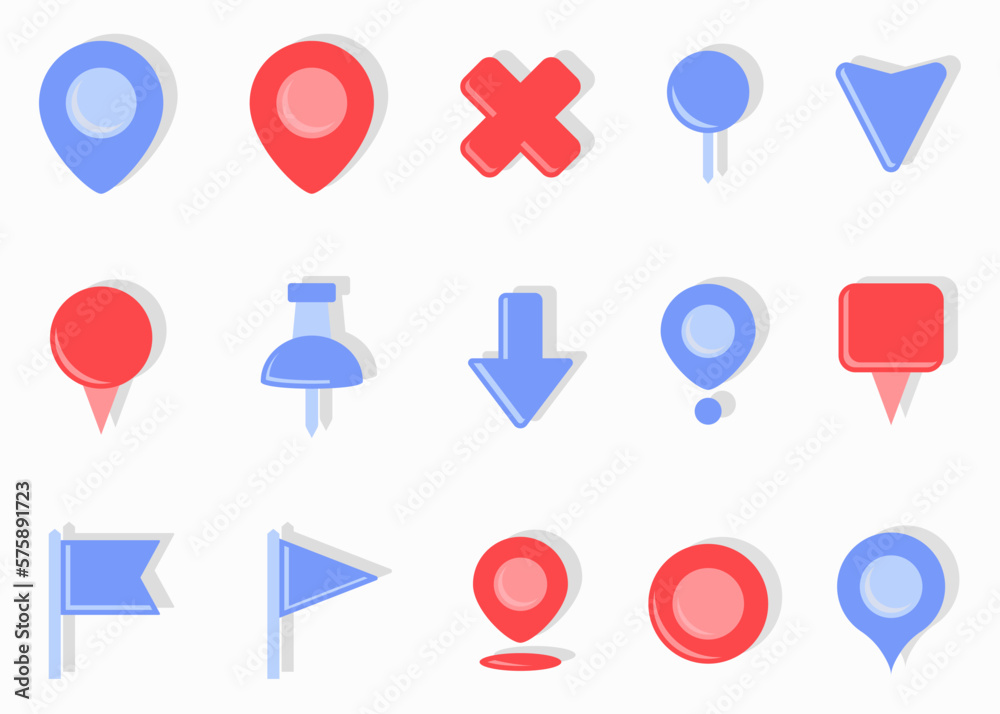 Aufkleber Set of map pointers design elements in a flat design
